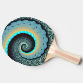Abstract Blue Turquoise Orange Fractal Art Spiral 卓球ラケット (横)