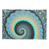 Abstract Blue Turquoise Orange Fractal Art Spiral 枕カバー (裏面)