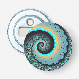 Abstract Blue Turquoise Orange Fractal Art Spiral 栓抜き