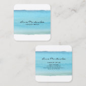 Abstract Blue Watercolor Brushstroke スクエア名刺 (正面/裏面)
