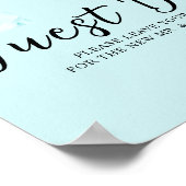 Abstract Blue & White Florals Guest book Sign ポスター (角)