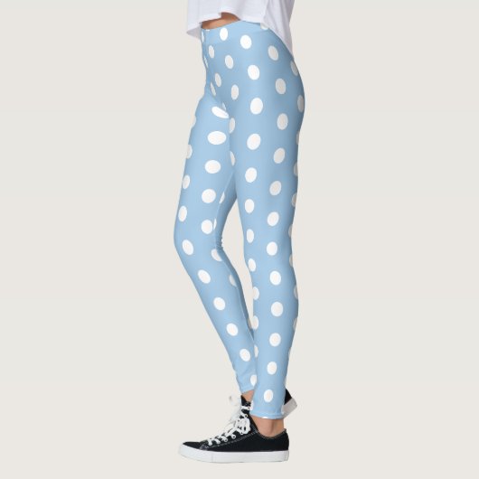 Abstract bluish white polka dot Leggings レギンス (左)
