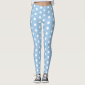 Abstract bluish white polka dot Leggings レギンス (正面)