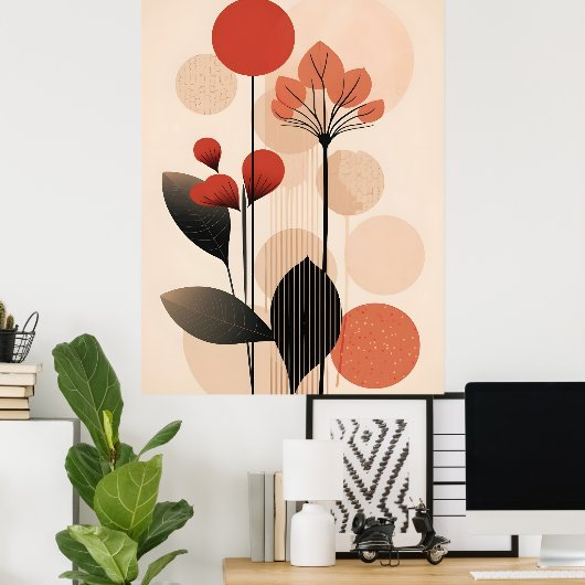 Abstract Boho and Modern Clip Art Printable ポスター (ホームオフィス)