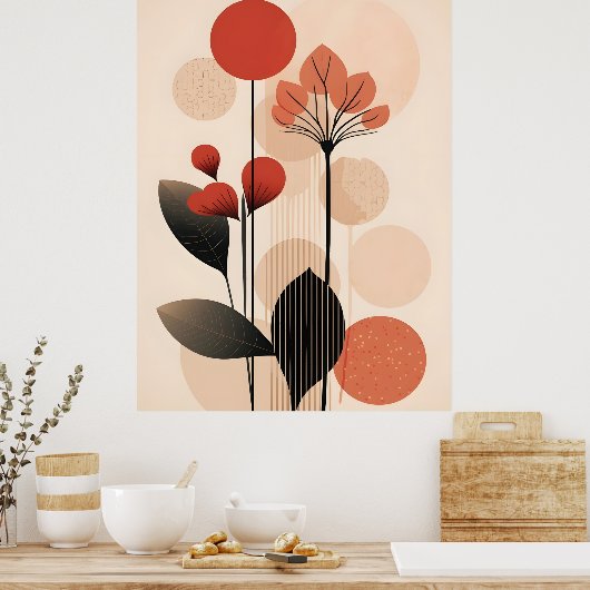 Abstract Boho and Modern Clip Art Printable ポスター (キッチン)