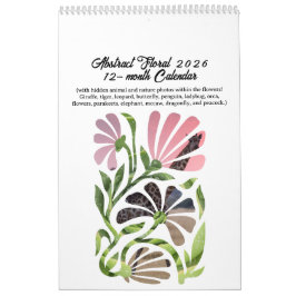 Abstract Boho Botanical Nature 2026 12-month カレンダー