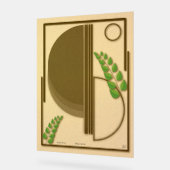 Abstract Boho Geometric Arch & Leaves Beige Textur アクリルサイン (傾斜)