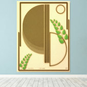 Abstract Boho Geometric Arch & Leaves Beige Textur キャンバスプリント (インサイチュ (ウッドフロア))