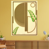 Abstract Boho Geometric Arch & Leaves Beige Textur キャンバスプリント (インサイチュ (リビング))