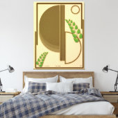 Abstract Boho Geometric Arch & Leaves Beige Textur キャンバスプリント (インサイチュ (寝室))