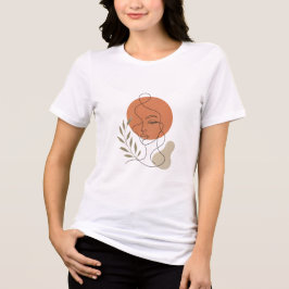 Abstract Boho Line Art Woman Face T-Shirt トライブレンドTシャツ