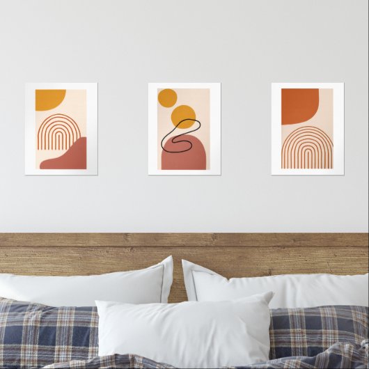 Abstract Boho Shapes – Minimal Wall Art Set (寝室)