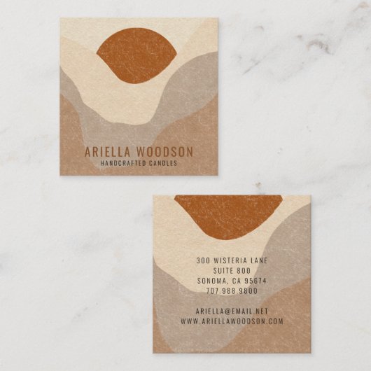 Abstract Boho Terracotta Sand Candle Maker スクエア名刺 (正面/裏面)