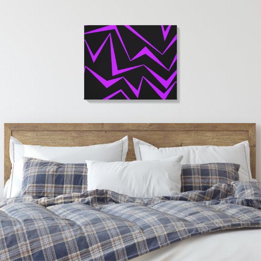 Abstract, bold, vibrant geometric zigzag pattern キャンバスプリント (インサイチュ (寝室))