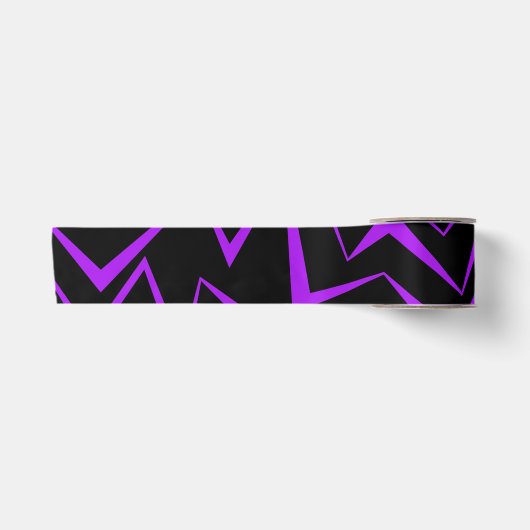 Abstract, bold, vibrant geometric zigzag pattern サテンリボン (正面)