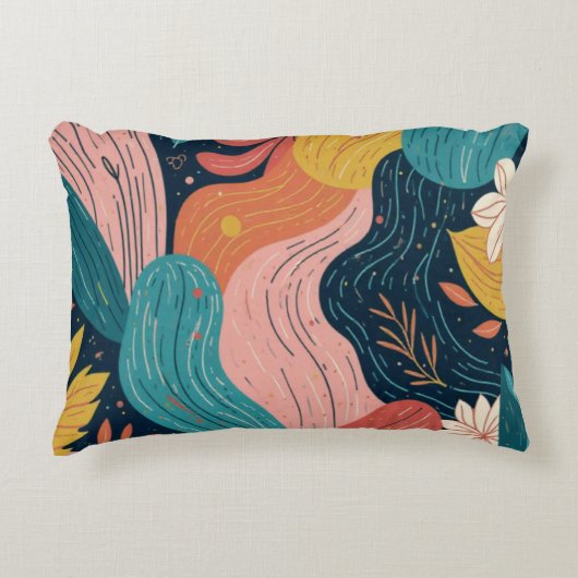 Abstract Botanical Flow Pillow アクセントクッション (正面)