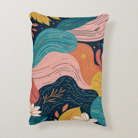 Abstract Botanical Flow Pillow アクセントクッション (裏面(縦))