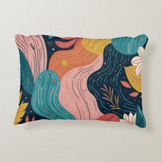 Abstract Botanical Flow Pillow アクセントクッション (裏面)