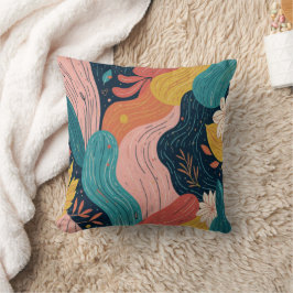 Abstract Botanical Flow Throw Pillow クッション