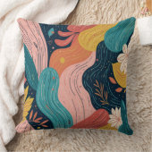 Abstract Botanical Flow Throw Pillow クッション (ブランケット)