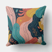 Abstract Botanical Flow Throw Pillow クッション (裏面)