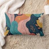 Abstract Botanical Flow Throw Pillow ランバークッション (ブランケット)