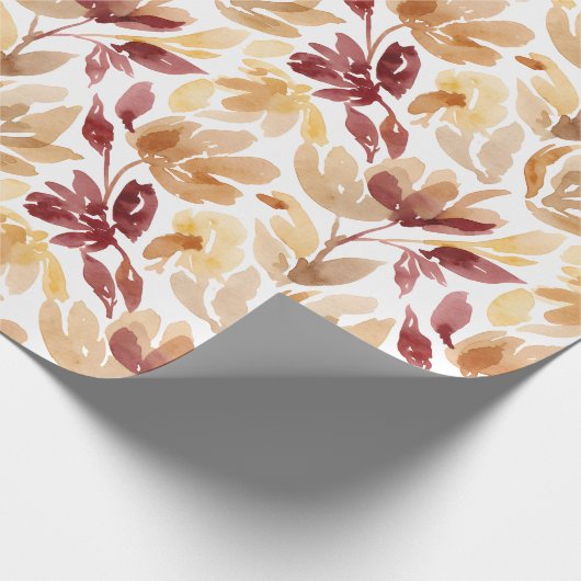 Abstract Botanical Pattern in Warm Autumn Colors ラッピングペーパー (角)