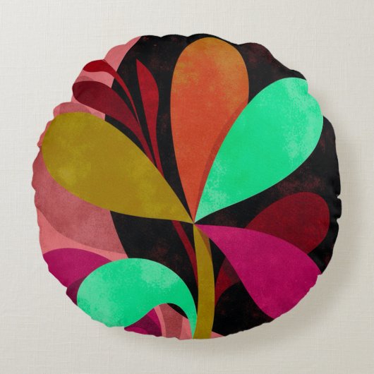Abstract Botanical Round Pillow  ラウンドクッション (正面)