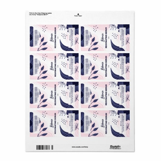 Abstract Botanical Serum Dropper Bottle Labels ラベル (フルシート)