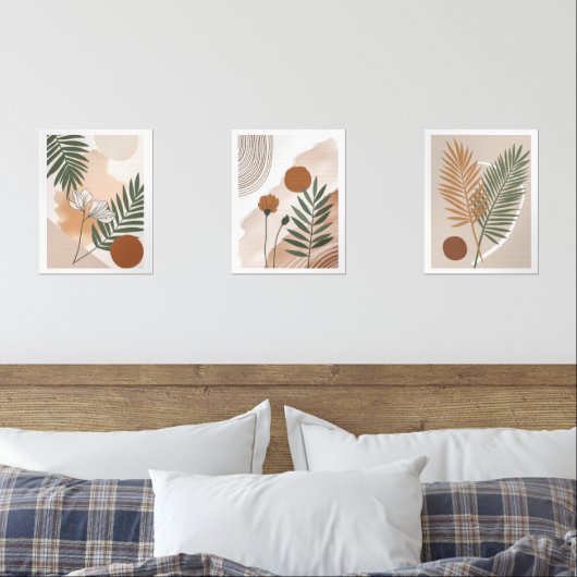 Abstract Botanical Set – Japandi Wall Art (寝室)