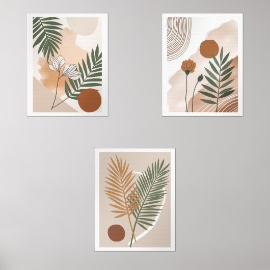 Abstract Botanical Set – Japandi Wall Art (正面)