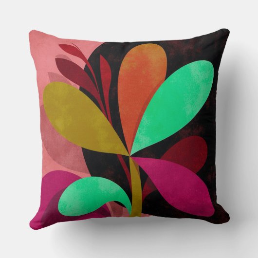 Abstract Botanical Throw Pillow クッション (裏面)