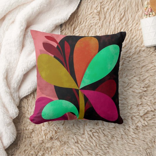 Abstract Botanical Throw Pillow  クッション (ブランケット)