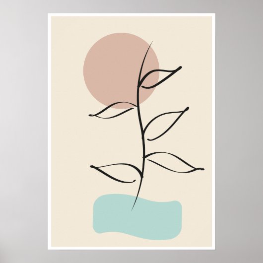 Abstract Botanical Wall Art – Minimal Line Art ポスター (正面)