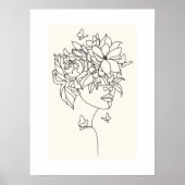Abstract Botanical Woman Line Art Poster | Floral  ポスター (正面)