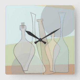 Abstract Bottles Clock スクエア壁時計