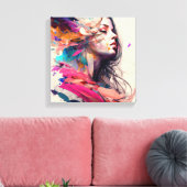 Abstract Bright Beautiful Woman's Face キャンバスプリント (インサイチュ (リビング))