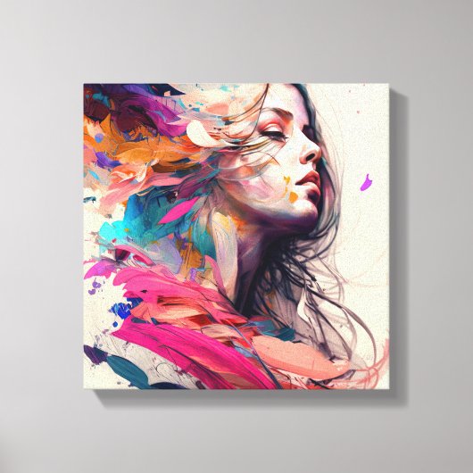 Abstract Bright Beautiful Woman's Face キャンバスプリント (正面)