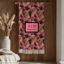 Abstract bright watercolor leopard skin throw フリースブランケット