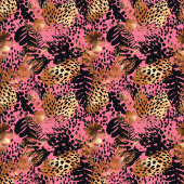 Abstract bright watercolor leopard skin throw フリースブランケット