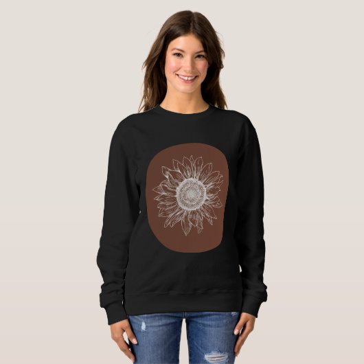 Abstract Brown Pastel Boho Sunflower Minimalistic  スウェットシャツ (正面フル)