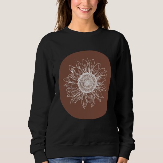 Abstract Brown Pastel Boho Sunflower Minimalistic スウェットシャツ (正面)