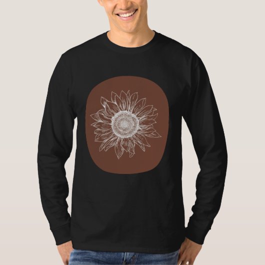 Abstract Brown Pastel Boho Sunflower Minimalistic  Tシャツ (正面)