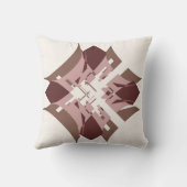 Abstract Brown Tan Pink White Diamond Floral Motif クッション (裏面)