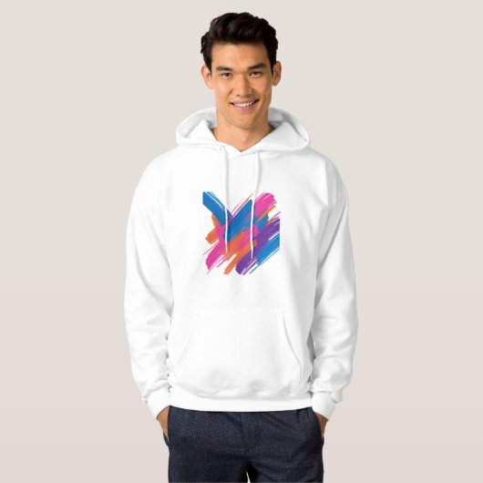 Abstract Brush Stroke Hoodie – Vibrant Artistic Sw パーカ (正面フル)
