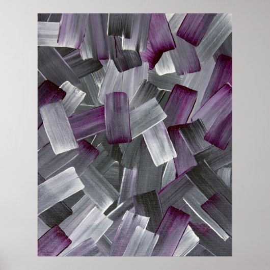 Abstract Brush Strokes in Purple, Black, and Gray ポスター (正面)