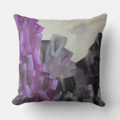 Abstract Brush Strokes in Purple, Gray, and Black クッション (正面)