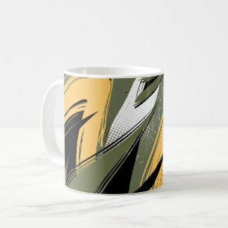 Abstract Brush Strokes with Olive Green & Yellow コーヒーマグカップ