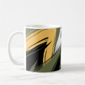 Abstract Brush Strokes with Olive Green & Yellow コーヒーマグカップ (左)