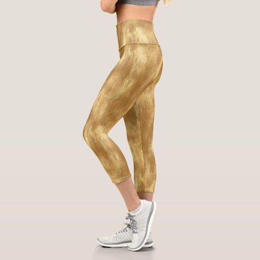 Abstract Brushed Gold Texture カプリレギンス (左)